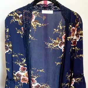 Navy Floral Kimono